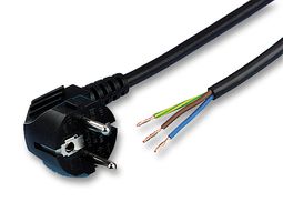 X-285663A - Mains Power Cord, CEE 7/7 Plug to Free End, 2.55 m, 16 A, 250 VAC, Black - VOLEX