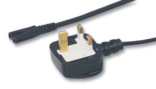 X-299960A - Mains Power Cord, With Fuse, Mains Plug, UK to IEC 60320 C7, 2 m, 13 A, 250 VAC, Black, Ap800 - VOLEX