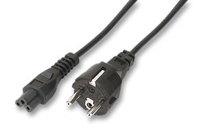 X-3076386A - Mains Power Cord, Mains Socket, Euro to IEC 60320 C5, 2 m, 2.5 A, 250 VAC, Black - VOLEX