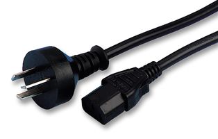 X-428796A - Mains Power Cord, Mains Plug, Australia to IEC 60320 C13, 2.5 m, 10 A, 250 VAC, Black - VOLEX