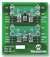 MCP73833EV - Evaluation Board, MCP73833/4 Stand-Alone Linear Li-Ion/Li-Polymer Charge Management Controllers - MICROCHIP