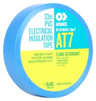 AT7 BLUE 33M X 19MM - Electrical Insulation Tape, PVC (Polyvinyl Chloride), Blue, 19 mm x 33 m - ADVANCE TAPES