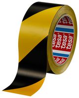 60760-00087-01 - Hazard Warning Tape, Floor Marking, PVC (Polyvinyl Chloride), Black, Yellow, 50 mm x 33 m - TESA