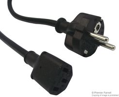 GW-151620 - Mains Power Cord, CEE 7/7 Plug to IEC 60320 C13, 2 m, 16 A, 250 VAC, Black - MULTICOMP PRO
