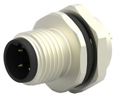 T4132412041-000 - Sensor Connector, M12, Male, 4 Positions, Solder Pin, Straight Panel Mount - TE CONNECTIVITY