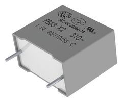 F863DS105K310ALW0L - Safety Capacitor, Metallized PP, Radial Box - 2 Pin, 1 µF, ± 10%, X2, Through Hole - KEMET