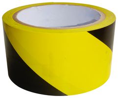 MC001815 - Hazard Warning Tape, PVC (Polyvinyl Chloride), Black, Yellow, 50 mm x 25 m - MULTICOMP
