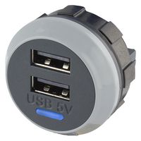PVPRO-D - USB Charger Receptacle, 5VDC, PVPro, 3 A, 2 Ports, USB Type A - ALFATRONIX