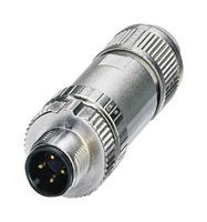 1424666 - Sensor Connector, M12 Push-In, M12, Male, 4 Positions, Push In Pin, Straight Cable Mount - PHOENIX CONTACT