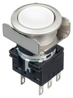 LB6MB-A1T6W - Industrial Pushbutton Switch, Flush Silhouette, LB, 18.2 mm, DPDT, Maintained, Round, White - IDEC