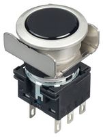 LB6MB-M1T6B - Industrial Pushbutton Switch, Flush Silhouette, LB, 18.2 mm, DPDT, Momentary, Round, Black - IDEC