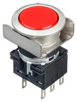 LB6MB-M1T6R - Industrial Pushbutton Switch, Flush Silhouette, LB, 18.2 mm, DPDT, Momentary, Round, Red - IDEC