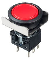 LBW6B-A1T6R - Industrial Pushbutton Switch, Flush Silhouette, LBW, 22 mm, DPDT, Maintained, Flush, Red - IDEC