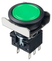 LBW6B-M1T6G - Industrial Pushbutton Switch, Flush Silhouette, LBW, 22 mm, DPDT, Momentary, Flush, Green - IDEC