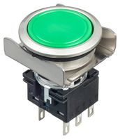 LBW6MB-A1T6G - Industrial Pushbutton Switch, Flush Silhouette, LBW, 22 mm, DPDT, Maintained, Flush, Green - IDEC