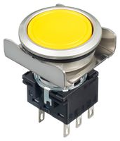 LBW6MB-A1T6Y - Industrial Pushbutton Switch, Flush Silhouette, LBW, 22 mm, DPDT, Maintained, Flush, Yellow - IDEC