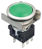 LBW6MB-M1T6G - Industrial Pushbutton Switch, Flush Silhouette, LBW, 22 mm, DPDT, Momentary, Flush, Green - IDEC