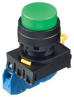 YW1B-A2E10G - Industrial Pushbutton Switch, YW, 22.3 mm, SPST-NO, Maintained, Round Raised, Green - IDEC