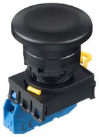 YW1B-A4E10B - Industrial Pushbutton Switch, YW, 22.3 mm, SPST-NO, Maintained, Mushroom, Black - IDEC