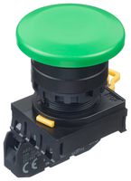 YW1B-A4E10G - Industrial Pushbutton Switch, YW, 22.3 mm, SPST-NO, Maintained, Mushroom, Green - IDEC