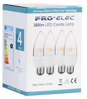 PEL00163 - LED Light Bulb, Candle, E27 / ES, Warm White, 3000 K, Not Dimmable, 250° - PRO ELEC
