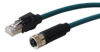 PXPTPU12FBF08XRJ020PU - Sensor Cable, Cat6a, RJ45 Plug, M12 Receptacle, 8 Positions, 2 m, 6.6 ft, Buccaneer M12 X Coding - BULGIN LIMITED