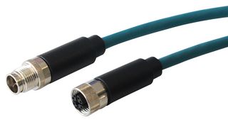 PXPTPU12FIM08XFB010PU - Sensor Cable, Cat6a, M12 Plug, M12 Receptacle, 8 Positions, 1 m, 3.28 ft, Buccaneer M12 X Coding - BULGIN LIMITED