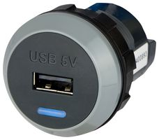 PV65R S - USB Charger Receptacle, PV65R, 2.1 A, 1 Port, USB Type A - ALFATRONIX