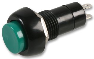 MCPS25B-6 - Pushbutton Switch, 12 mm, SPST, (On)-Off, Round Raised, Green - MULTICOMP PRO