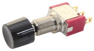 8168LHZBE2 - Pushbutton Switch, 8060 Series, 6.35 mm, SPDT, On-(On), Round, Black - C&K COMPONENTS