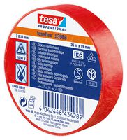 53988 RED 25M X 19MM - Electrical Insulation Tape, PVC (Polyvinyl Chloride), Red, 19 mm x 25 m - TESA