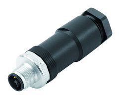 99-0629-19-04 - Sensor Connector, 813 Series, M12, Male, 4 Positions, Screw Pin, Straight Cable Mount - BINDER