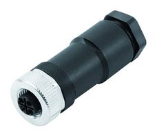 99-0690-19-04 - Sensor Connector, 814 Series, M12, Female, 3P +PE Positions, Screw Socket, Straight Cable Mount - BINDER