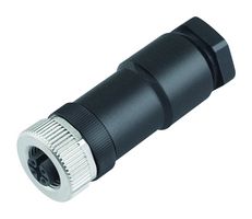 99-0430-19-04 - Sensor Connector, 713 Series, M12, Female, 4 Positions, Screw Socket, Straight Cable Mount - BINDER