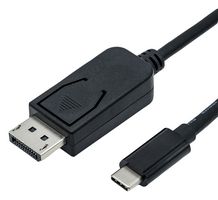 11.04.5845 - Inter Series Adapter Cable Assembly, Type C USB 3.1 Plug to DisplayPort Plug, 3.28 ft, 1 m, Black - ROLINE