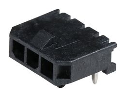 43650-0302 - Pin Header, Power, 3 mm, 1 Rows, 3 Contacts, Through Hole Right Angle, Micro-Fit 3.0 43650 - MOLEX
