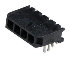 43650-0404 - Pin Header, Power, 3 mm, 1 Rows, 4 Contacts, Through Hole Right Angle, Micro-Fit 3.0 43650 - MOLEX
