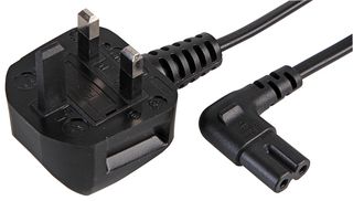 PEL01235 - Mains Power Cord, With Fuse, UK Plug to 90° IEC 60320 C7, 500 mm, 2.5 A, 250 V, Black - PRO ELEC