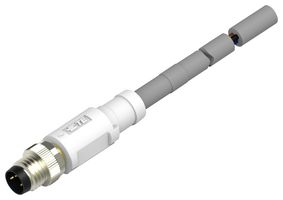 T4061120003-002 - Sensor Cable, M8 Plug, Free End, 3 Positions, 1 m, 3.28 ft, T406 - TE CONNECTIVITY