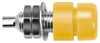 IBU 401 NI / GE - Banana Test Connector, Jack, Panel Mount, 32 A, 60 VDC, Nickel Plated Contacts, Yellow - SCHUTZINGER
