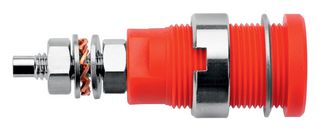 SEB 6446 NI / RT - Banana Test Connector, Jack, Panel Mount, 32 A, 1 kV, Nickel Plated Contacts, Red - SCHUTZINGER