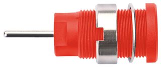 SEB 6448 NI / RT - Banana Test Connector, Jack, Panel Mount, 24 A, 1 kV, Nickel Plated Contacts, Red - SCHUTZINGER