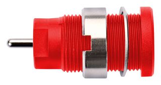 SEB 8632 NI / RT - Banana Test Connector, Jack, Panel Mount, 24 A, 1 kV, Nickel Plated Contacts, Red - SCHUTZINGER