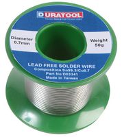 D03341 - Lead Free Solder Wire, 0.7mm, 50g - DURATOOL