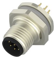 T4132012081-000 - Sensor Connector, M12, Male, 8 Positions, Solder Pin, Straight Panel Mount - TE CONNECTIVITY