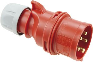 025-6 - Pin & Sleeve Connector, 32 A, 400 V, Cable Mount, Plug, 3P+N+E, Red - PCE