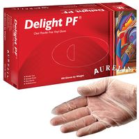 38228 - Delight PF Premium Clear Powder Free Vinyl Gloves - Large 100 Pack - AURELIA