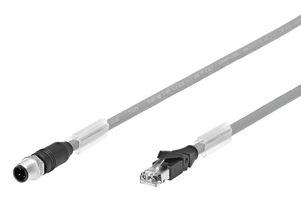 NEBC-D12G4-ES-3-S-R3G4-& - Sensor Cable, M12 Plug, RJ45 Plug, 4 Positions, 3 m, 9.8 ft - FESTO
