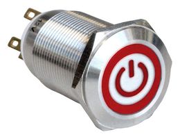 MPI005O28LSRD12 - Vandal Resistant Switch, MPI005, 19 mm, SPDT, Latching, Round - BULGIN LIMITED