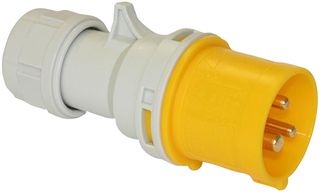 013-4 - 16A, 110V, Cable Mount CEE Plug, 2P+E, Yellow, IP44 - PCE